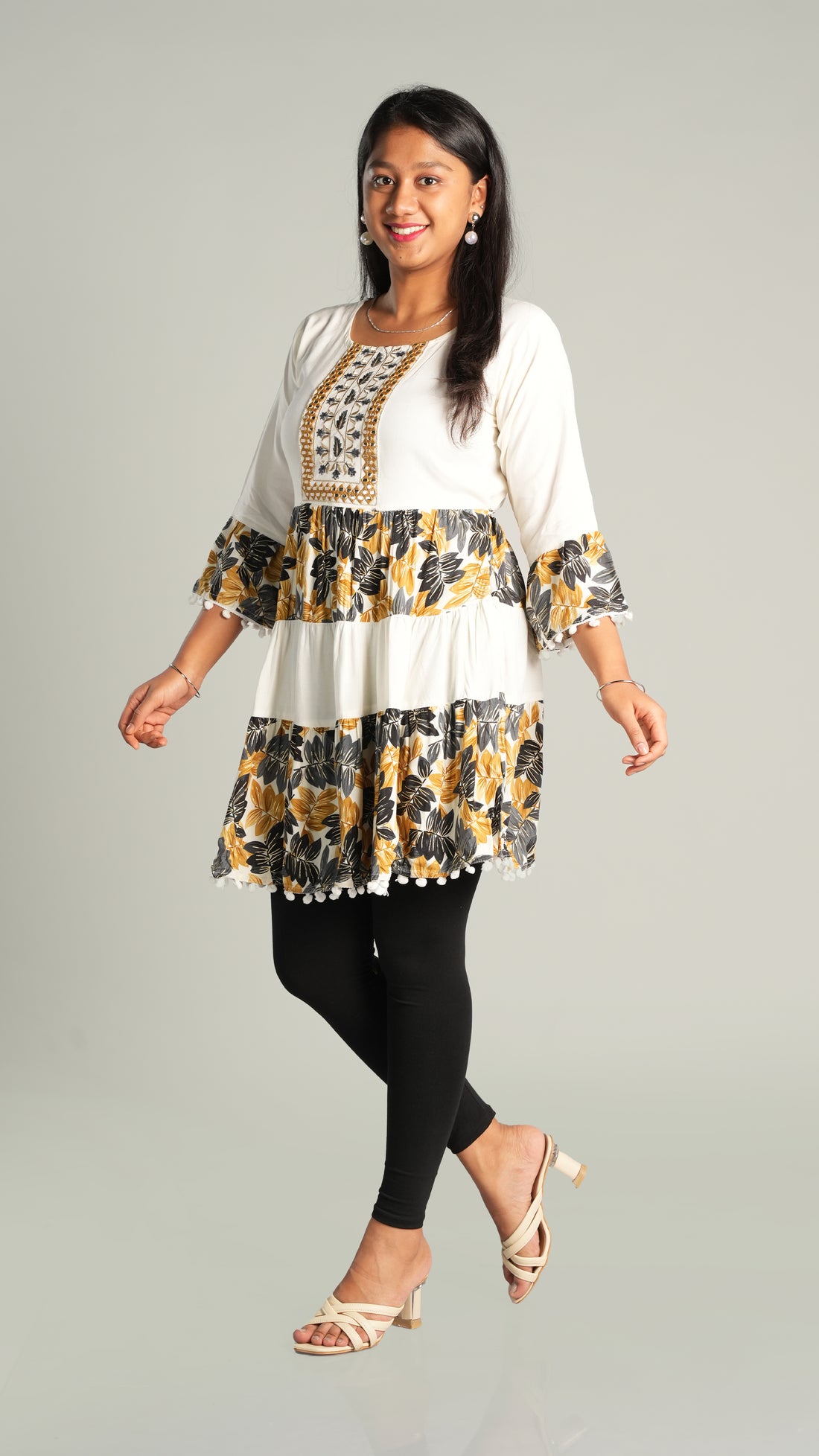 Digital Print Flared Short Kurti