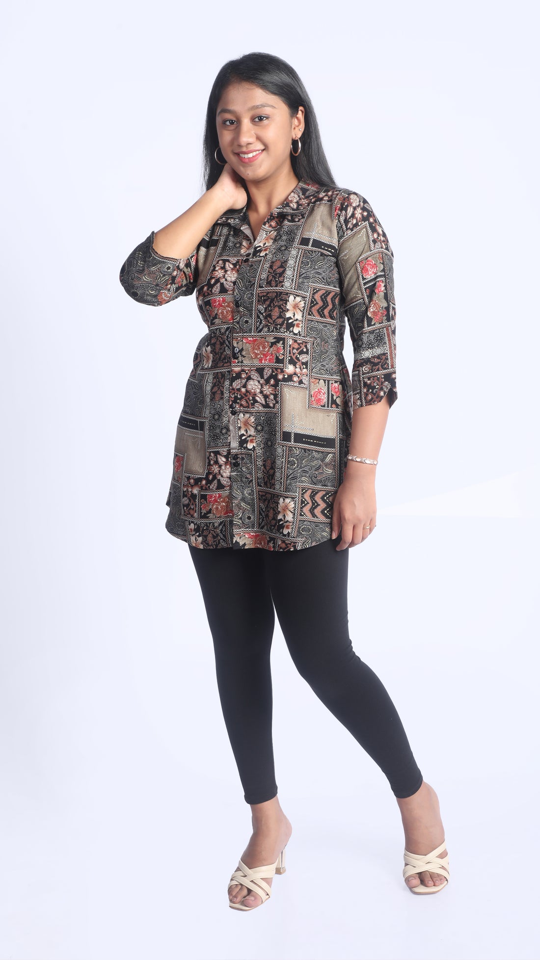 Rayon Printed Short Kurti with Johnny Collar