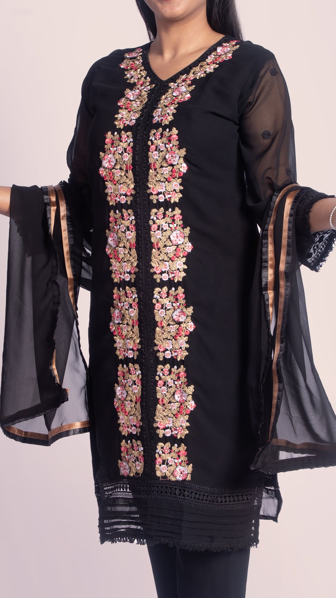 Kashmiri Lace Work Suit Set