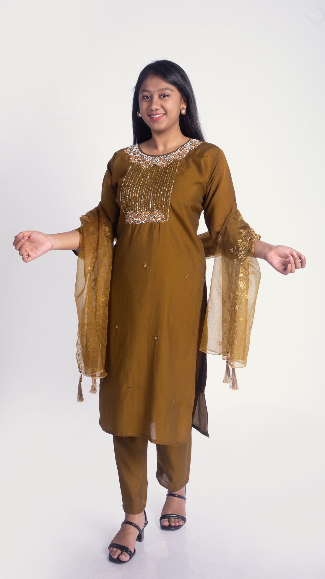 Surmi Mehendi Green Suit Set