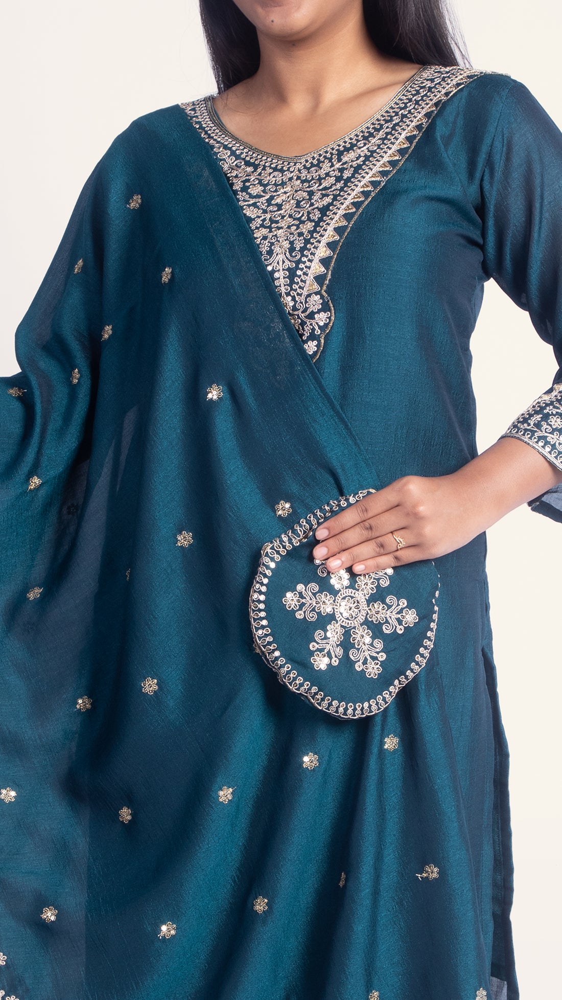Silk Suit Set with Bag