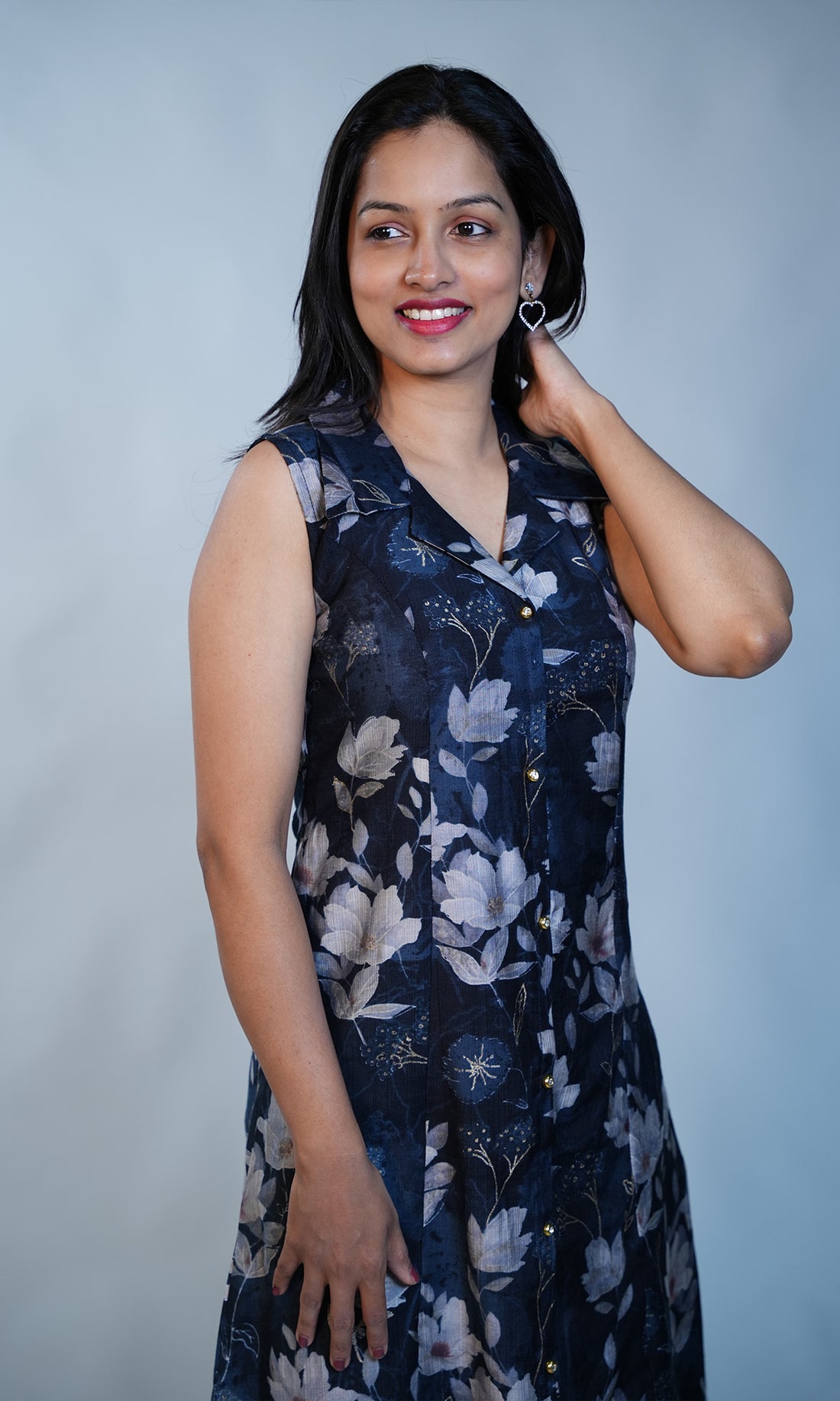 Collared Neck Printed Kurti