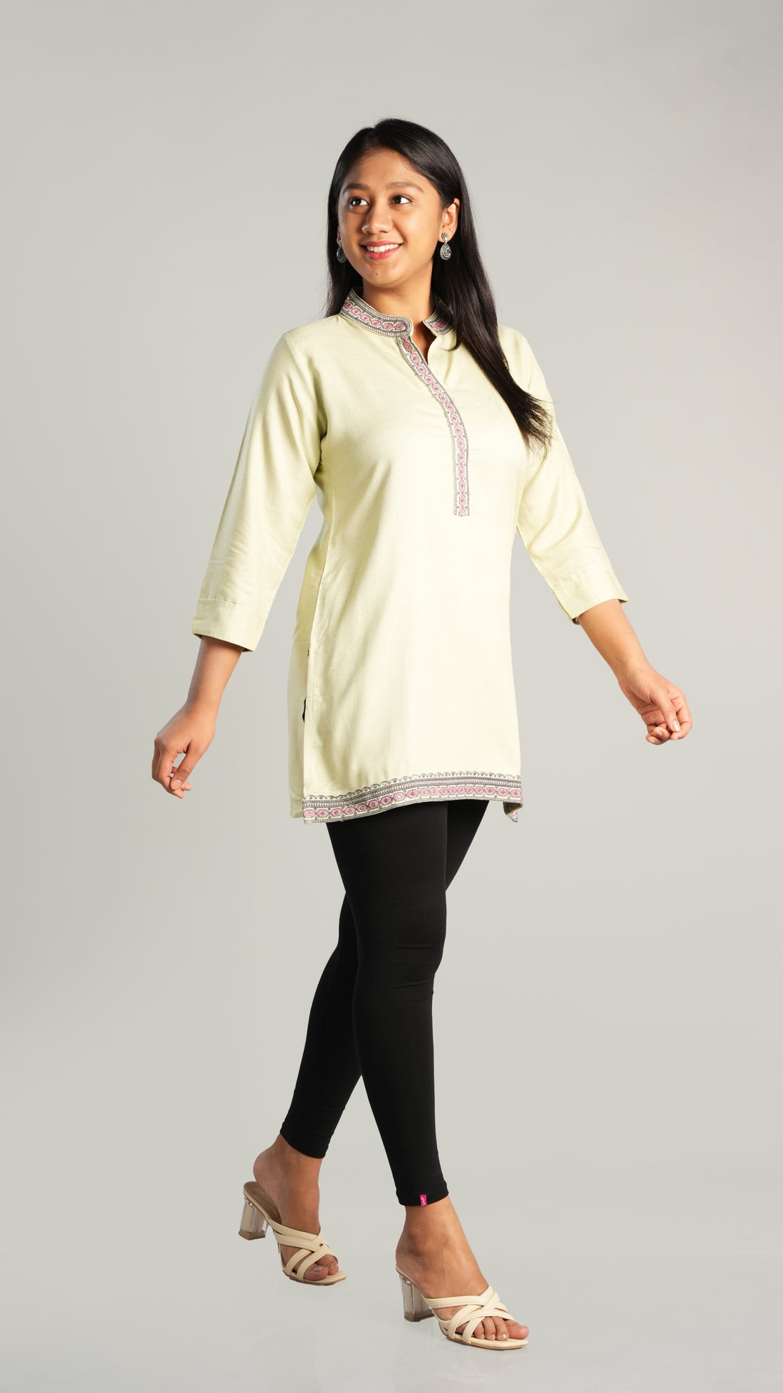 Collar Embroidered Short Kurti