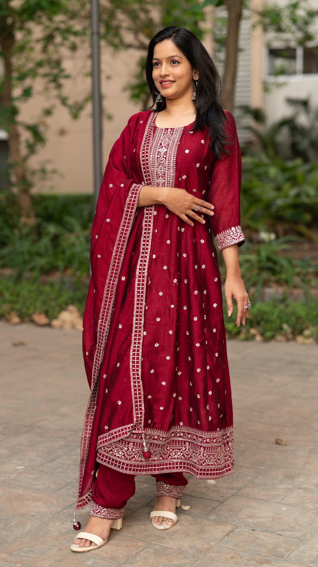 Heavy Jari Work Anarkali Suit Set