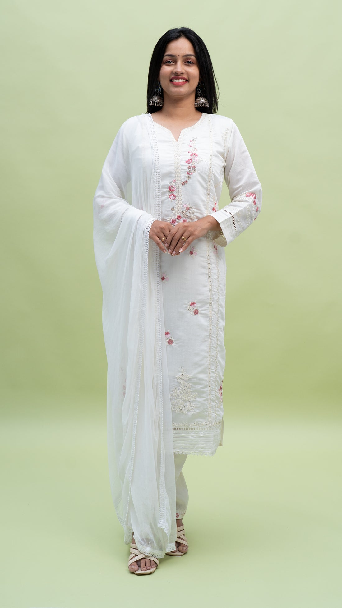 Floral Whisper Embroidery  Suit Set