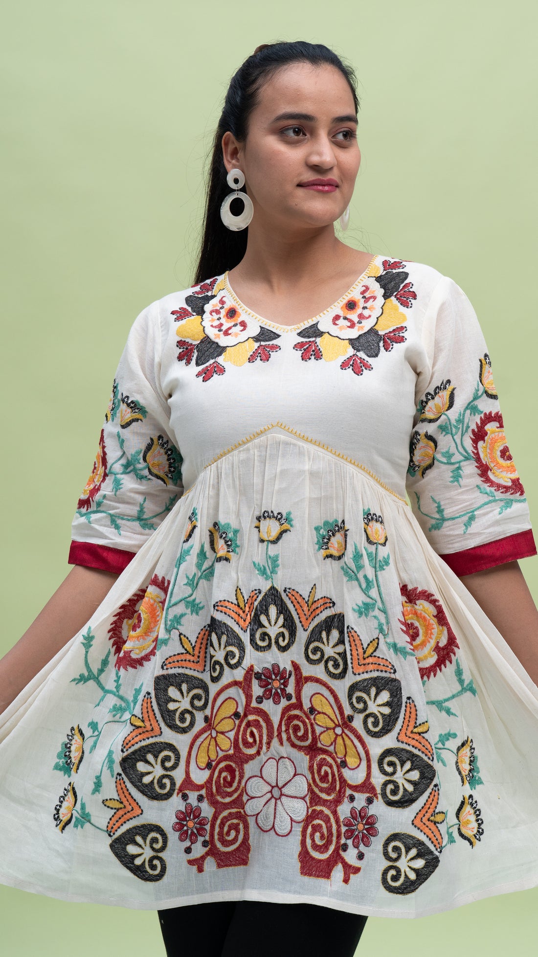 Floral Threadwork Tunic