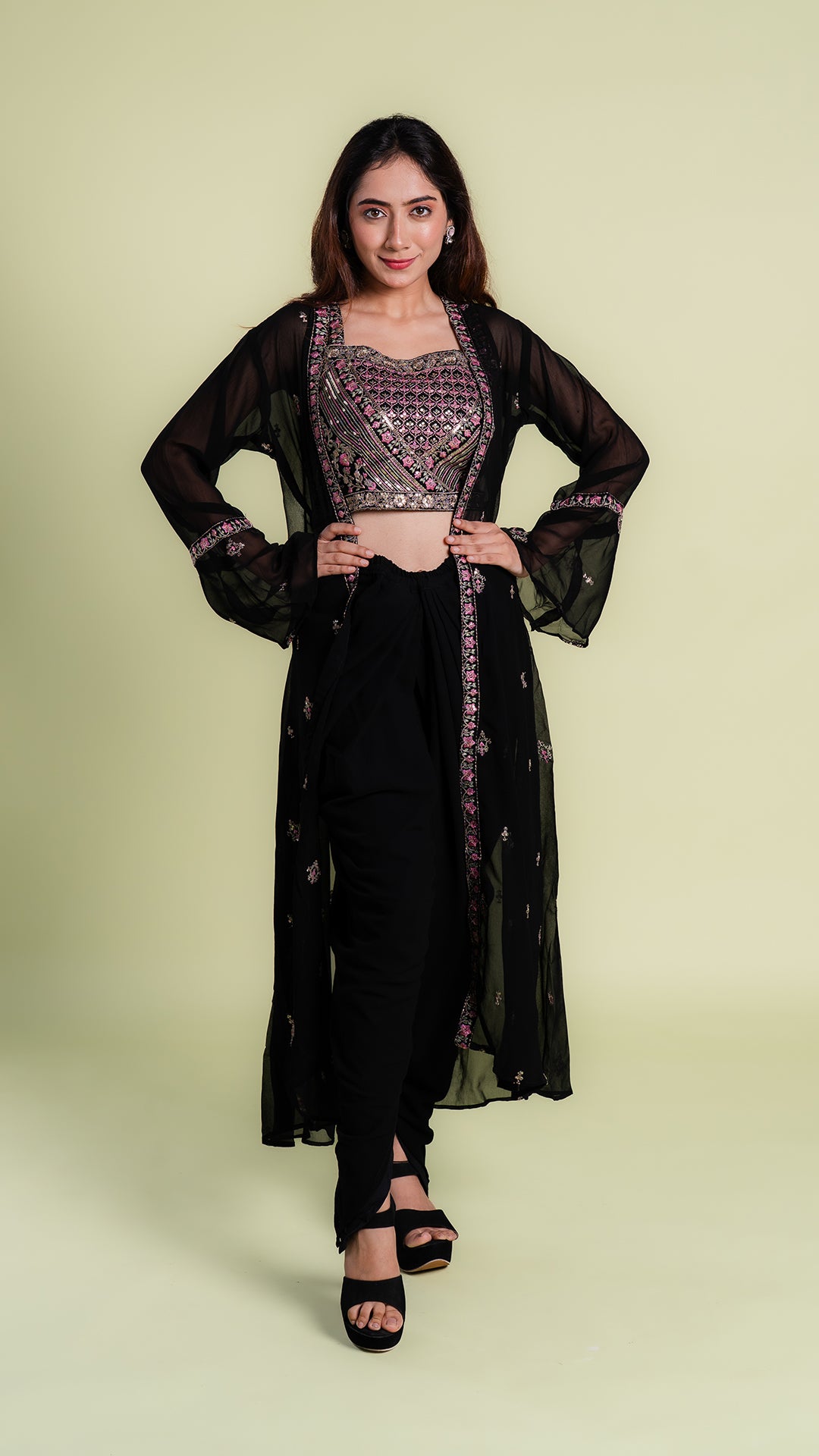 Embroidered Dhoti Set
