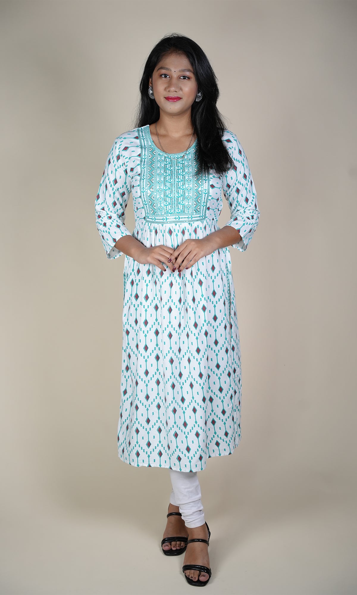 Nyra Cut Kurti with Sequin Neck Design