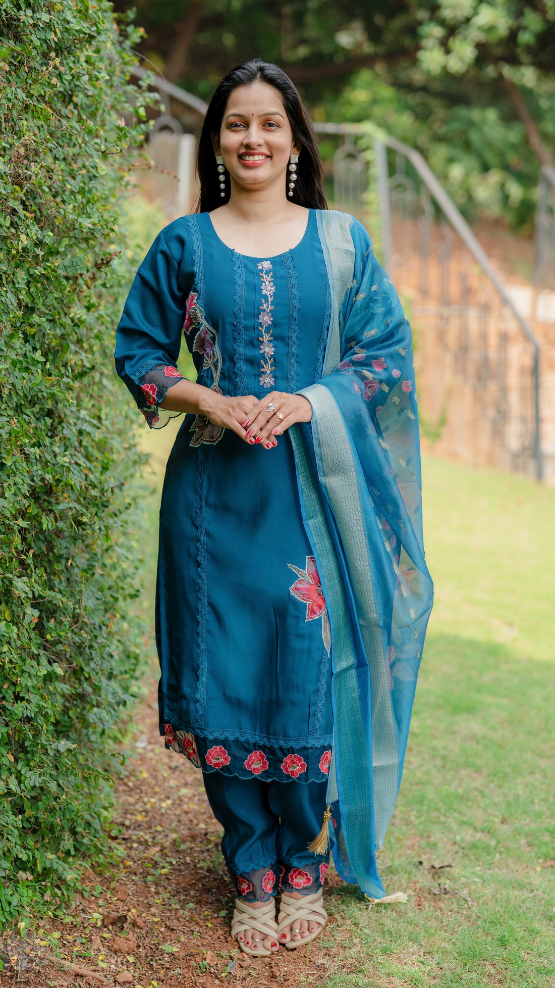 Thread and Beads Work Suit Set