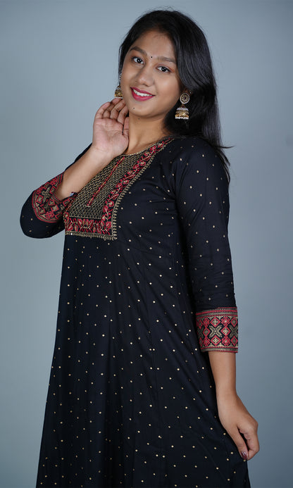 Rayon Ghera with Embroidery and Sequin Designed Neck