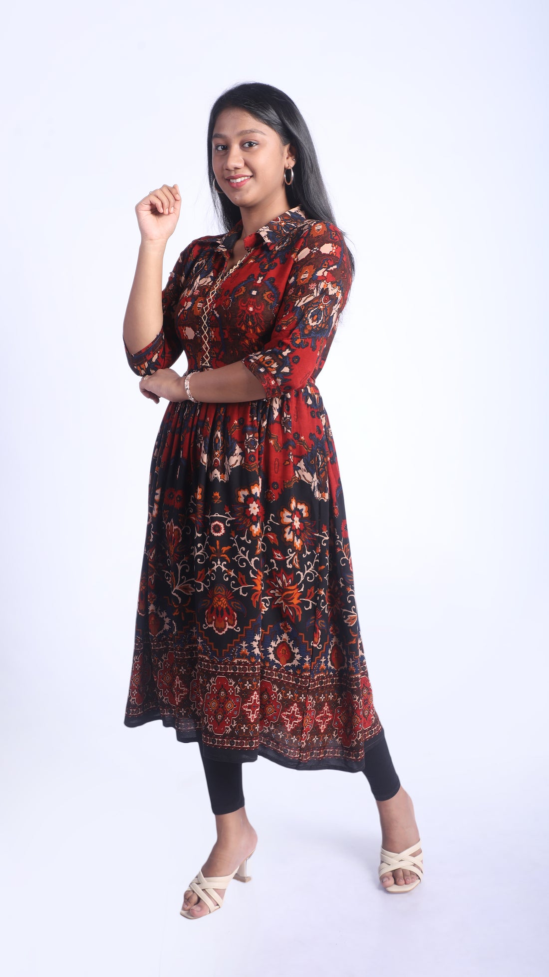 Frok Style Flare Kurti with Collared Neck