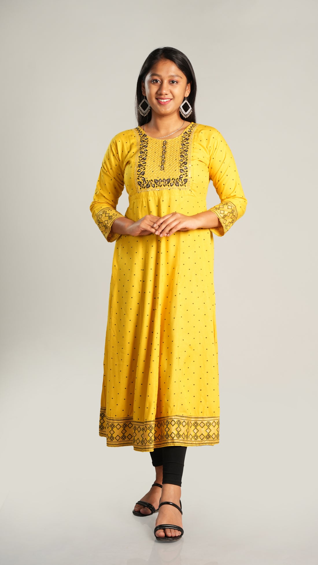 Rayon Ghera with Embroidery and Sequin Designed Neck