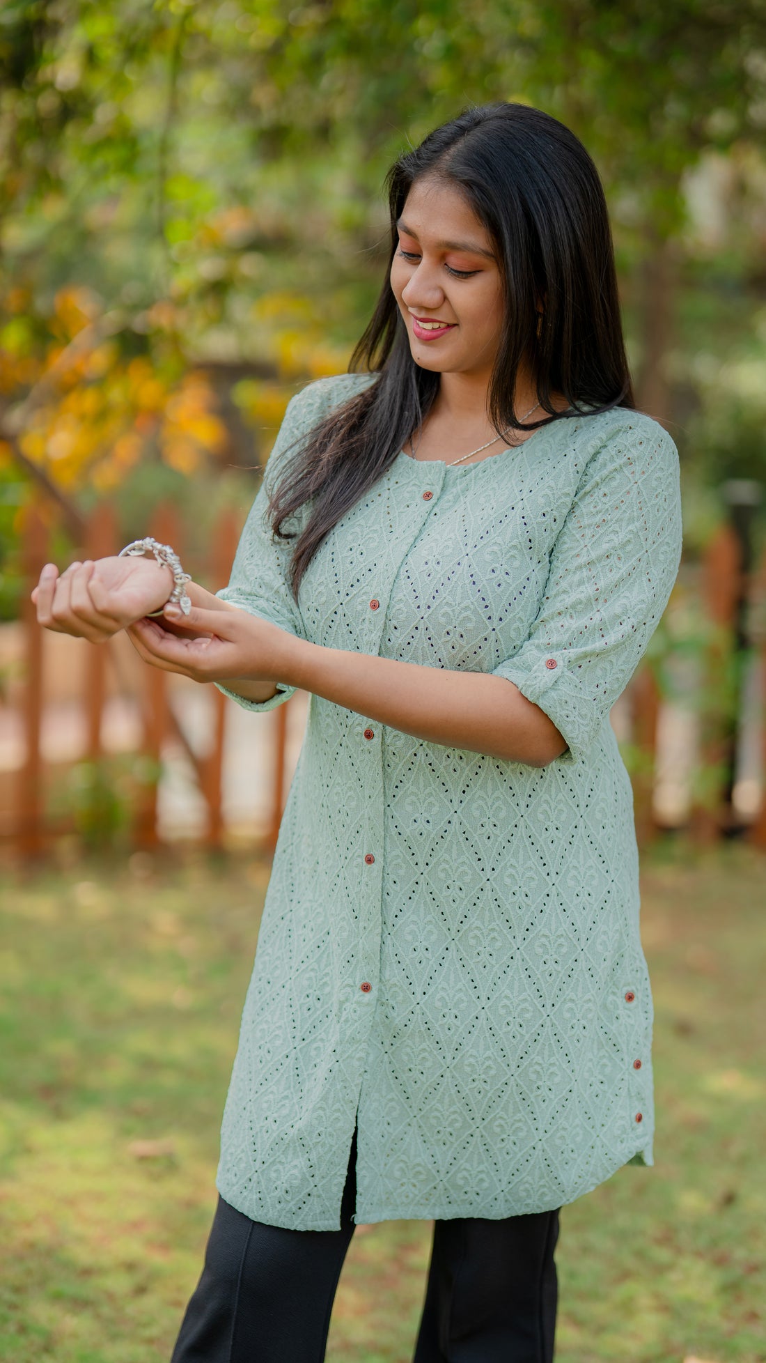 Cotton Blend Chikankari Kurti