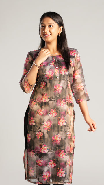 Floral Print Organza Kurti