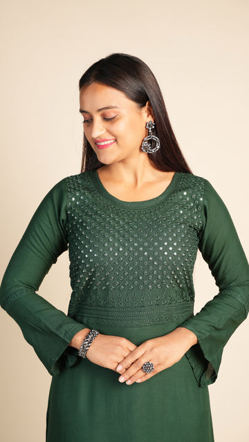 Decorative Yoke Flared Kurta