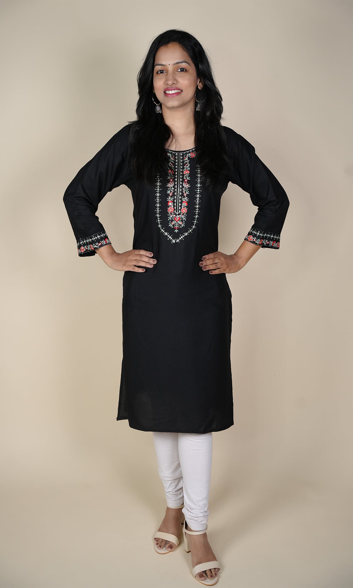 Neck Embroidery with Sequin Work Kurti