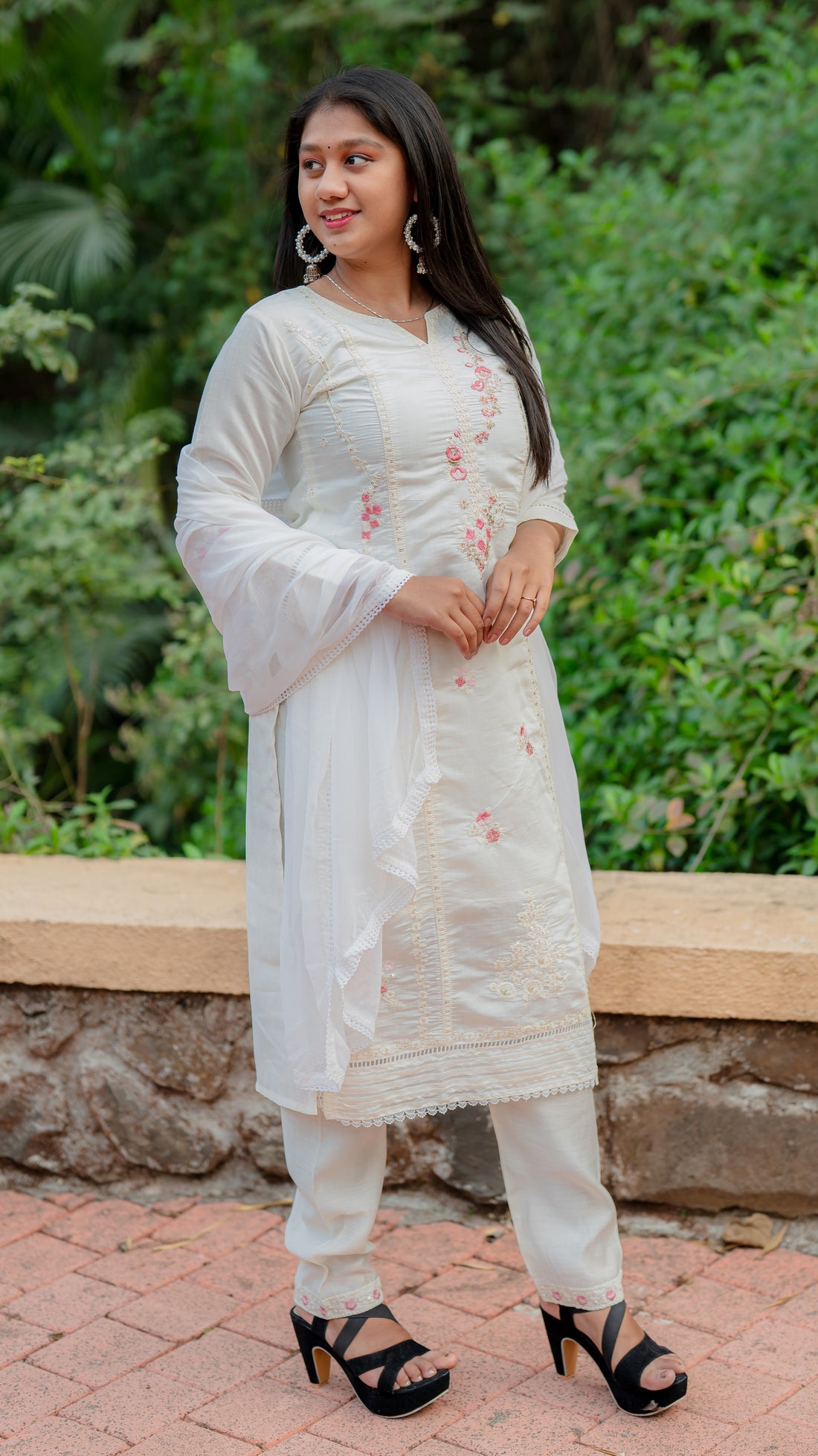 Floral Whisper Embroidery  Suit Set