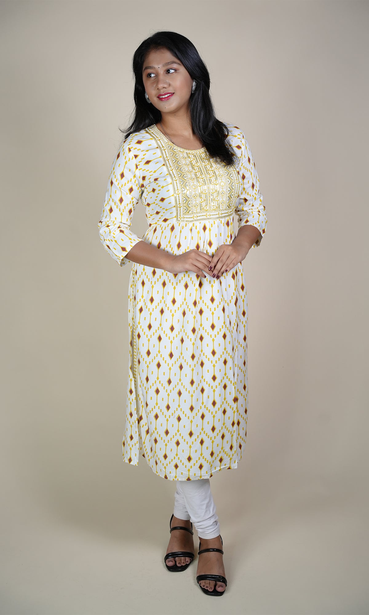 Nyra Cut Kurti with Sequin Neck Design