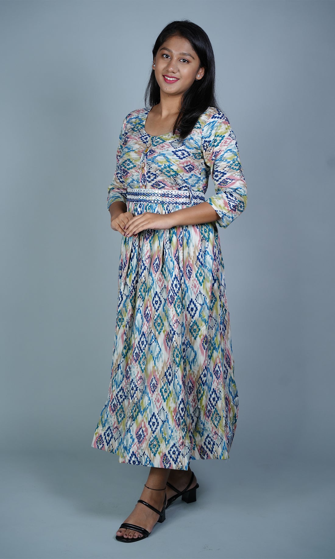 Fancy Printed Ghera with Detachable Belt