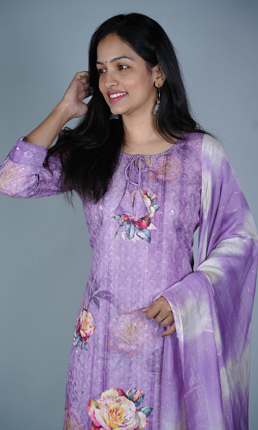 Chikankari Suit Set with Digital Print Kurti