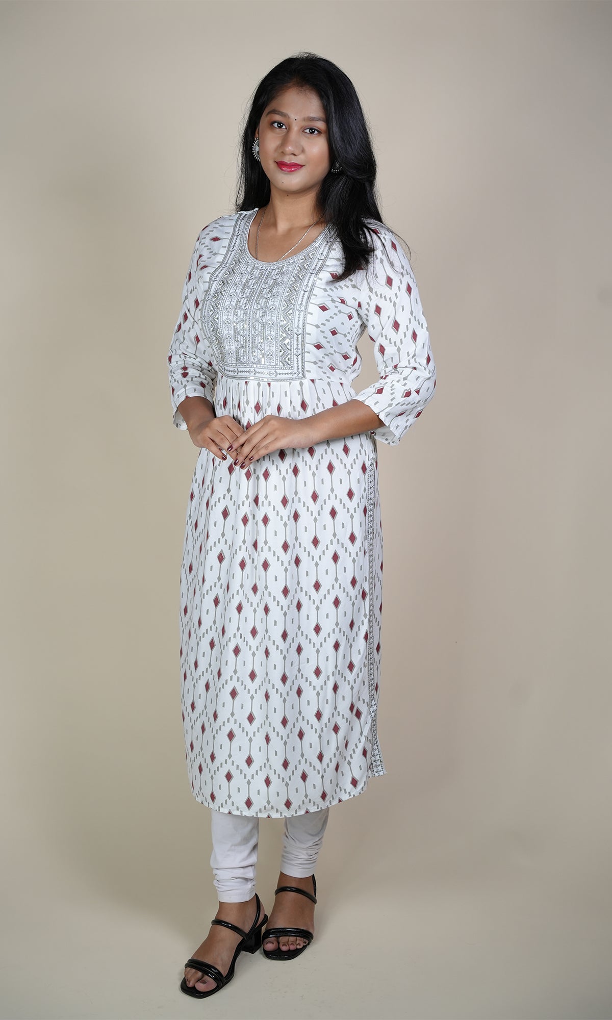 Nyra Cut Kurti with Sequin Neck Design