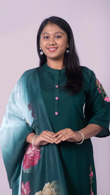 Afghani Suit Set with Digital Print Dupatta