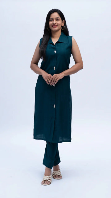 Sleeveless Collared Co-ord Set