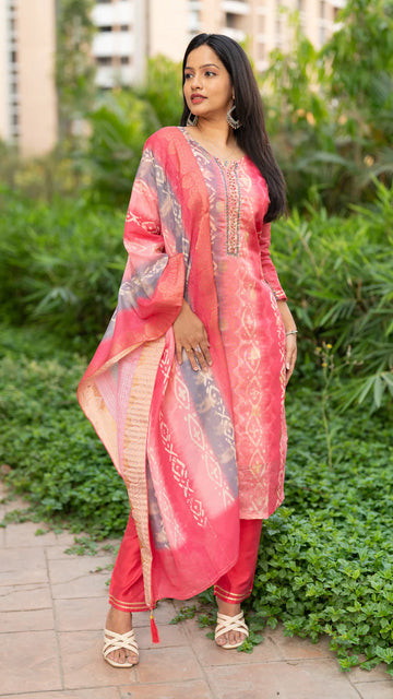 Blossom Pink Digital Print Suit Set