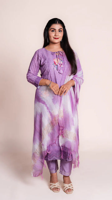 Printed Chikankari Kurta Set with Dupatta