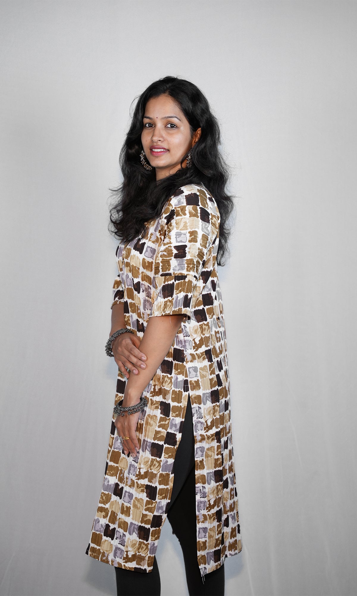 Crepe Rayon Blend Geometric Print Kurta