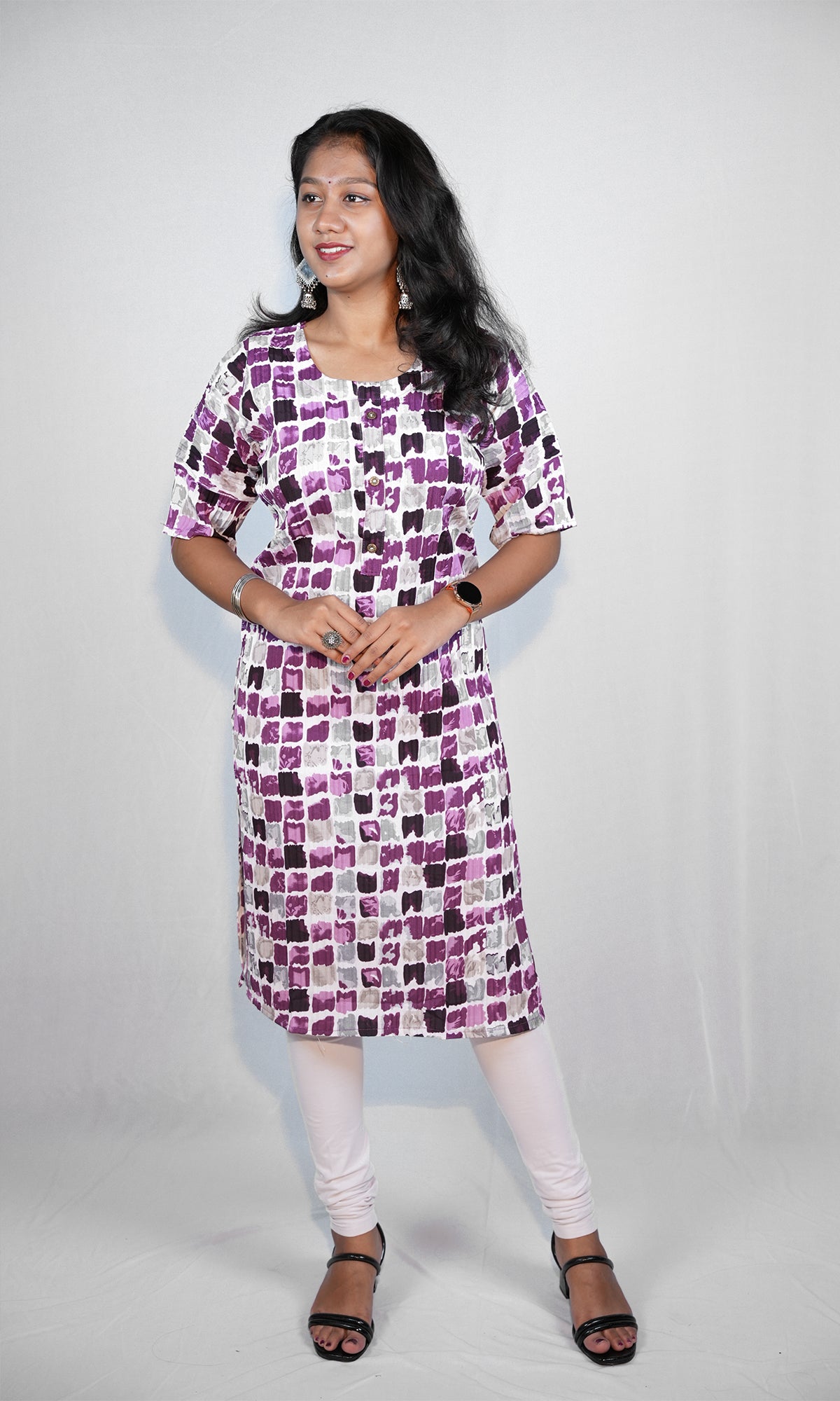 Crepe Rayon Blend Geometric Print Kurta