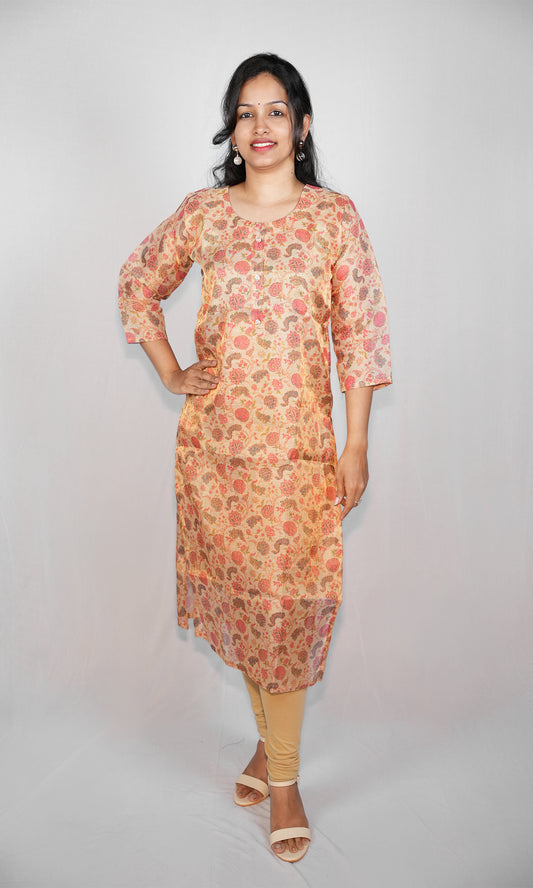 Floral Print Organza Kurti