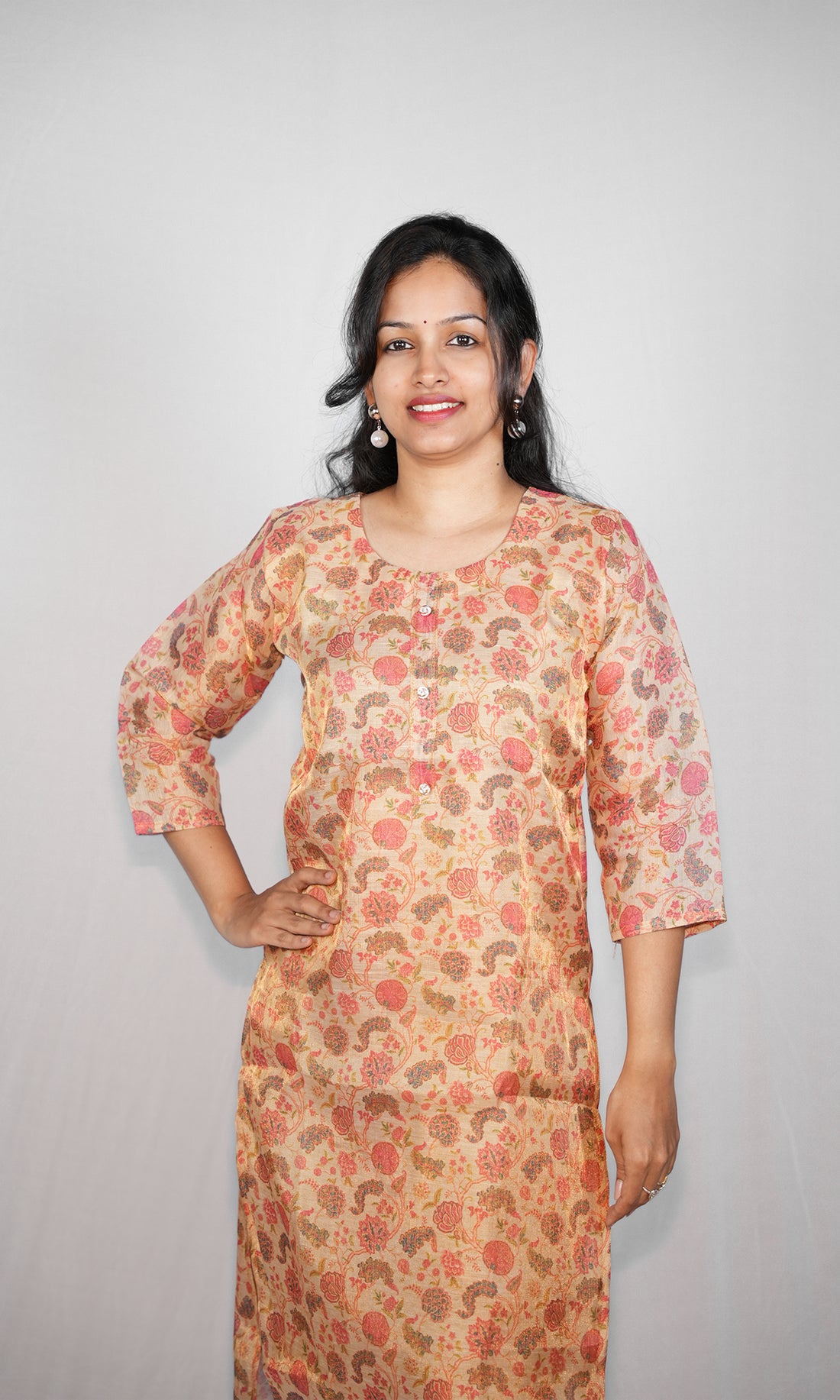 Floral Print Organza Kurti