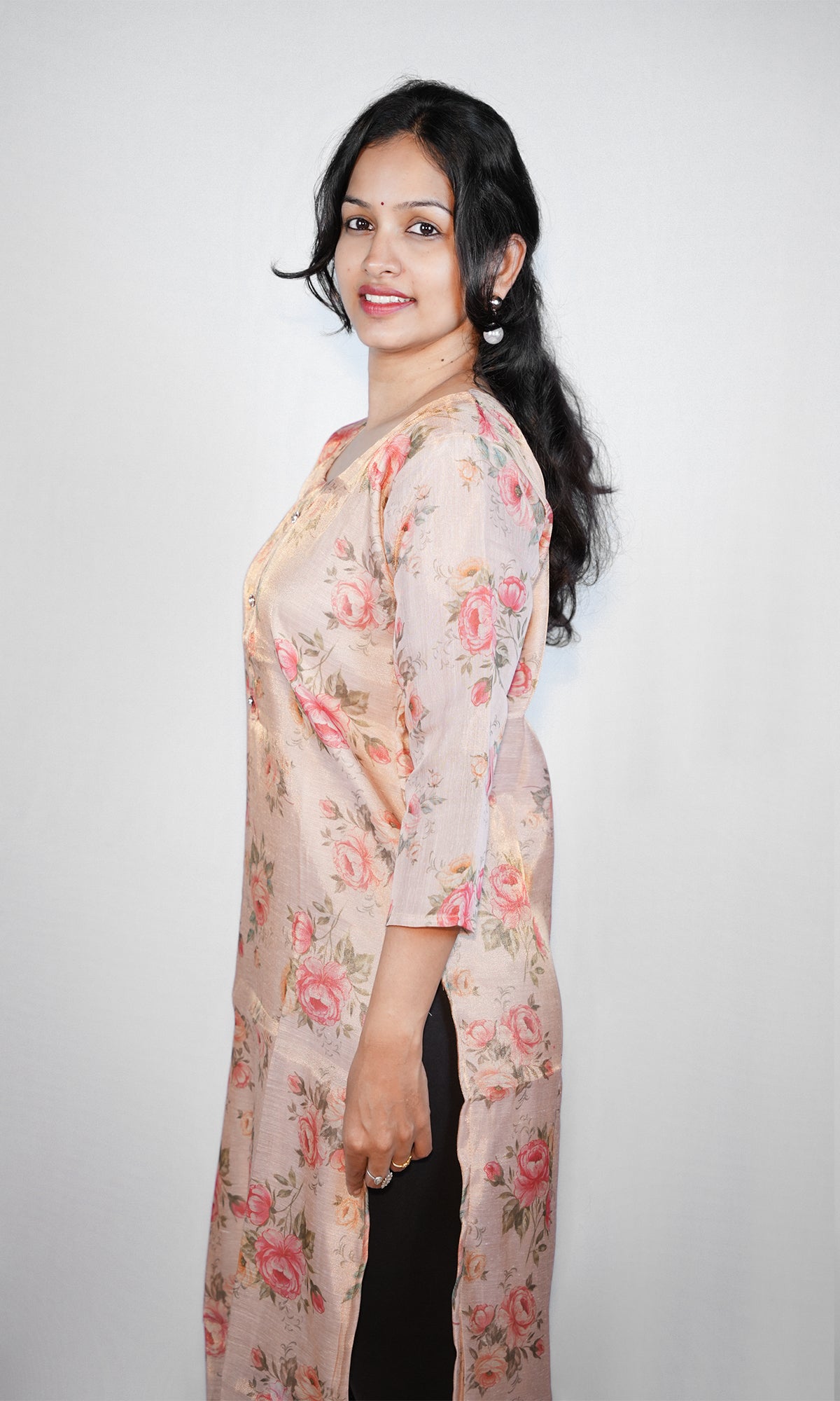 Floral Print Organza Kurti