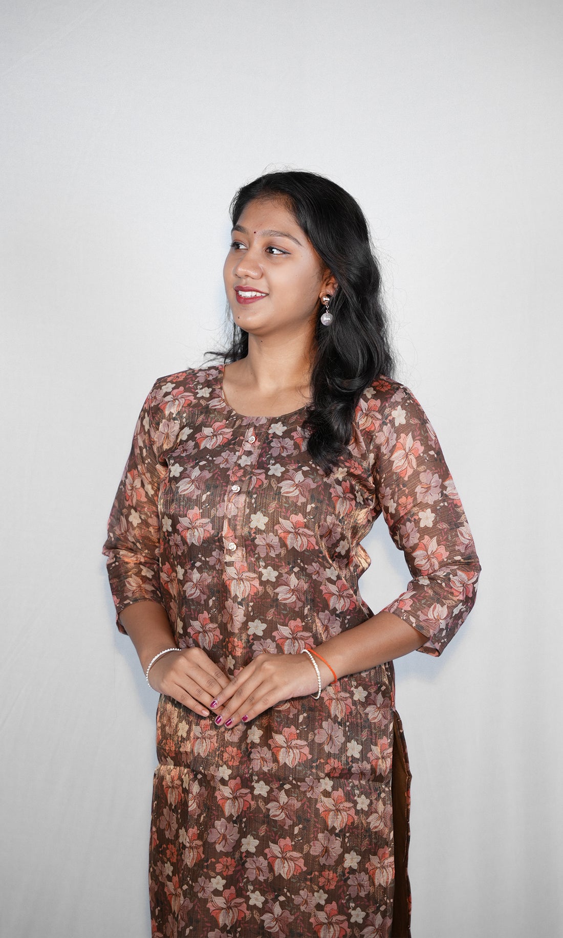 Floral Print Organza Kurti