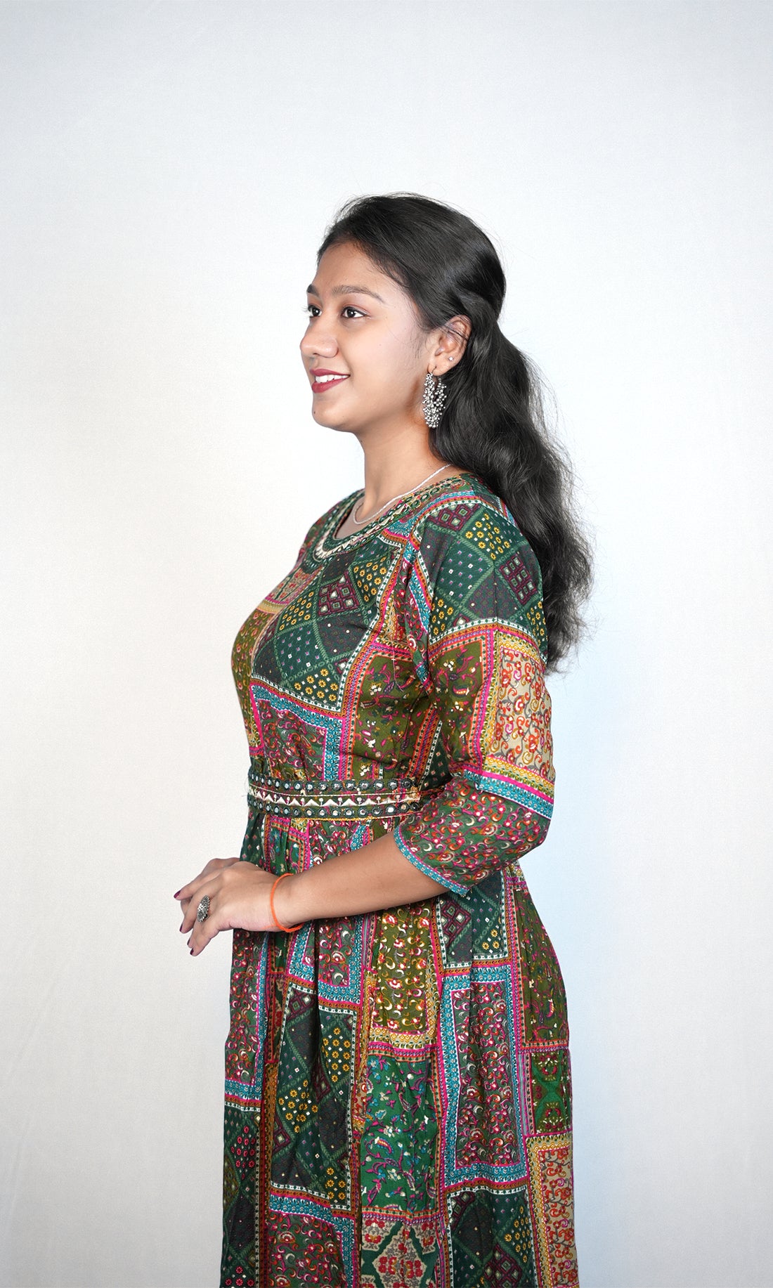 Rajasthani Print Long Kurti with Detachable Belt