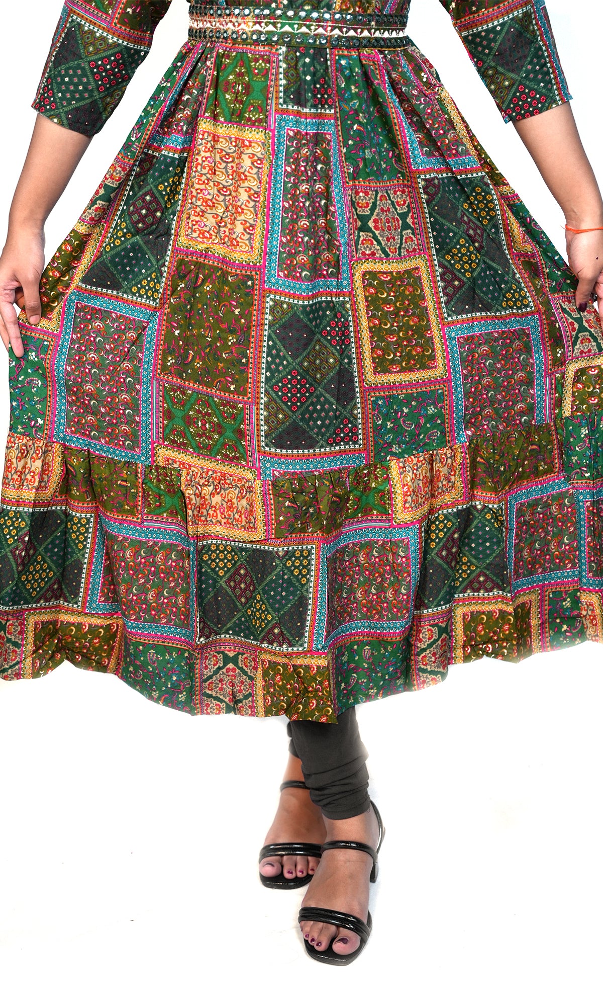 Rajasthani Print Long Kurti with Detachable Belt