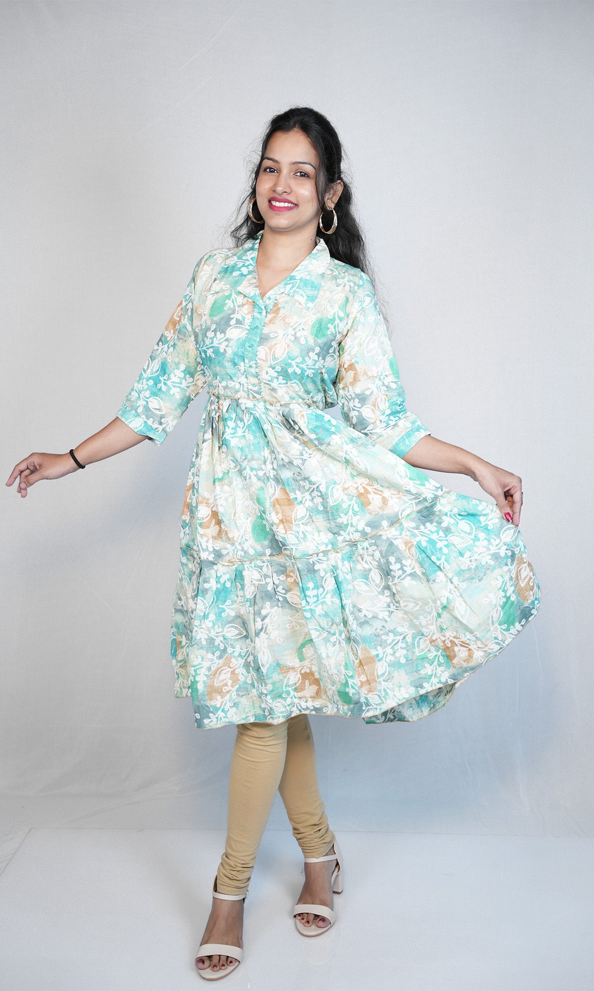 Flare Kurti with Barrymore Collar