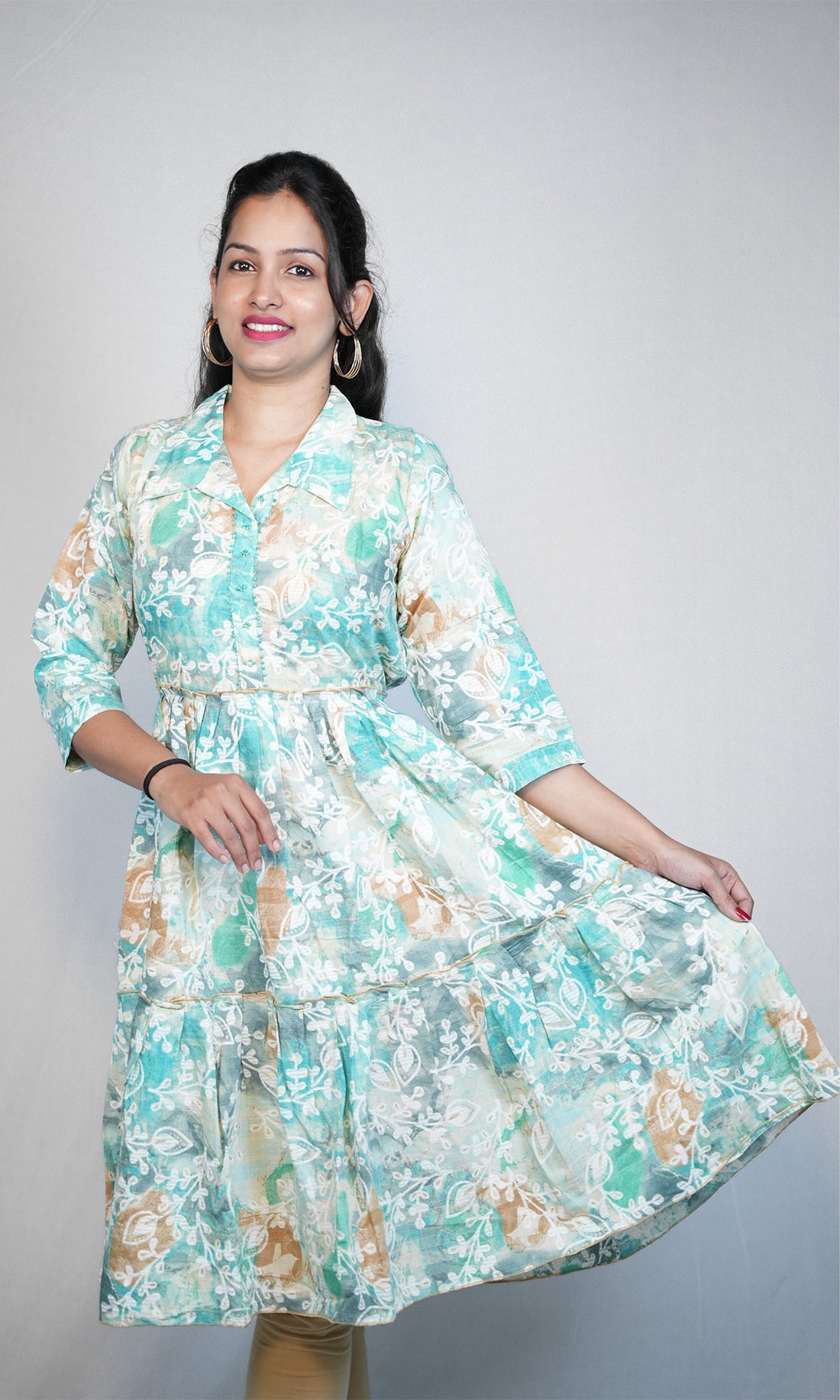 Flare Kurti with Barrymore Collar