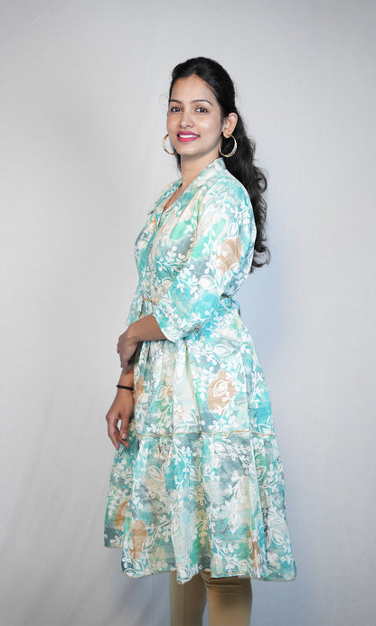 Flare Kurti with Barrymore Collar