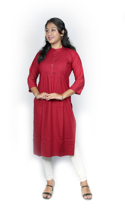 Rayon Solid Kurti with Chinese Collar