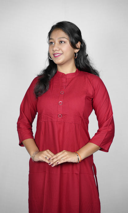 Rayon Solid Kurti with Chinese Collar