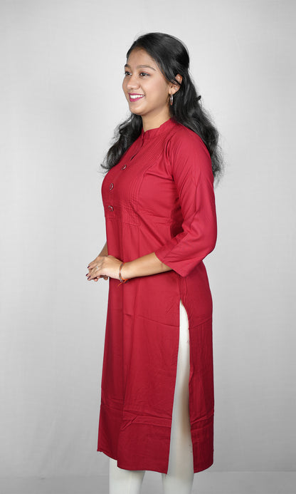 Rayon Solid Kurti with Chinese Collar