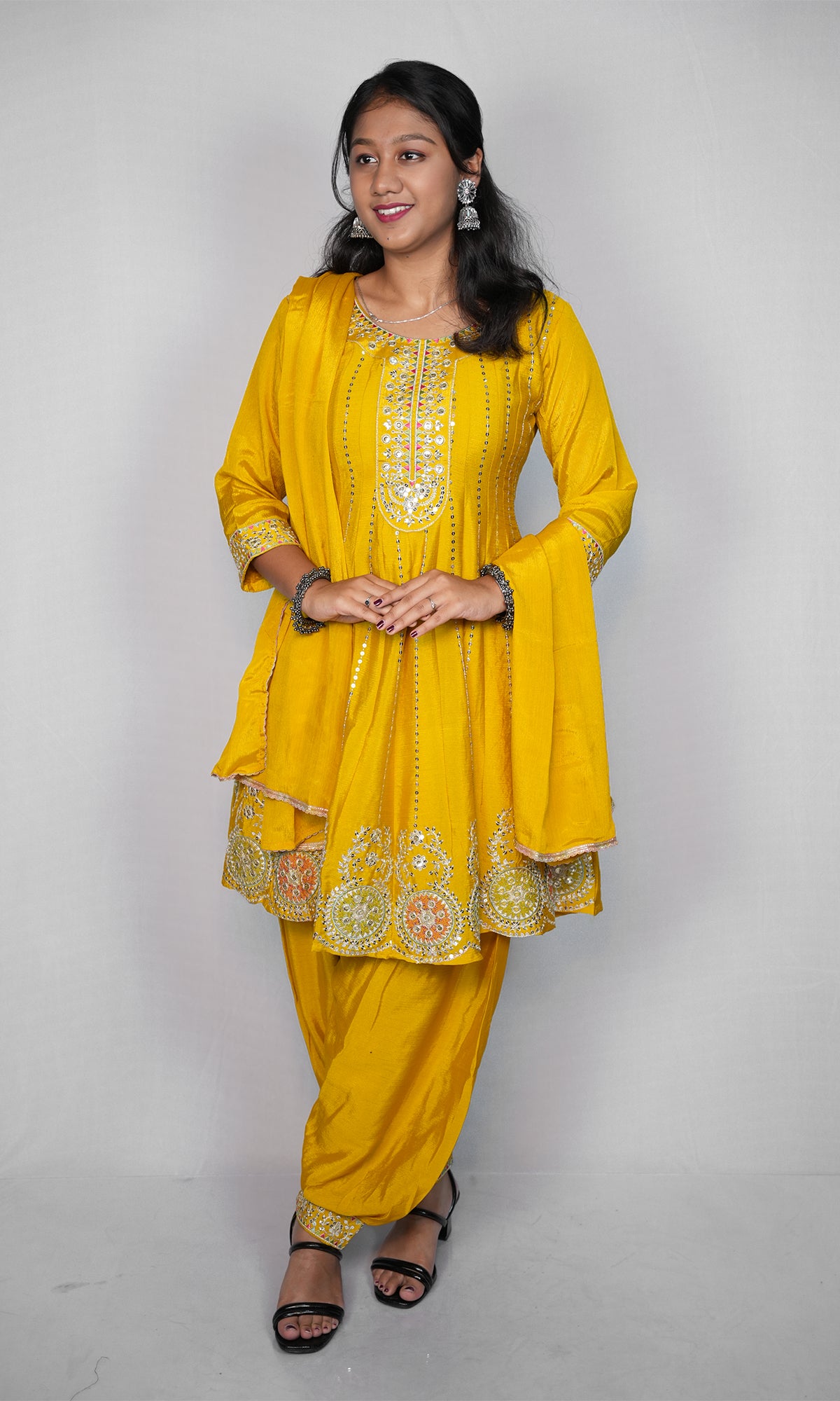 Shinon Silk Suit with Patiala Pant