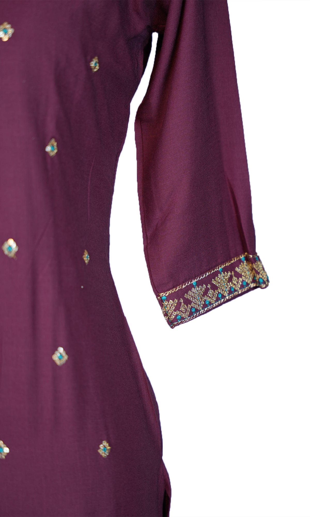 Rayon Slub Kurti with Sequin Neck Design