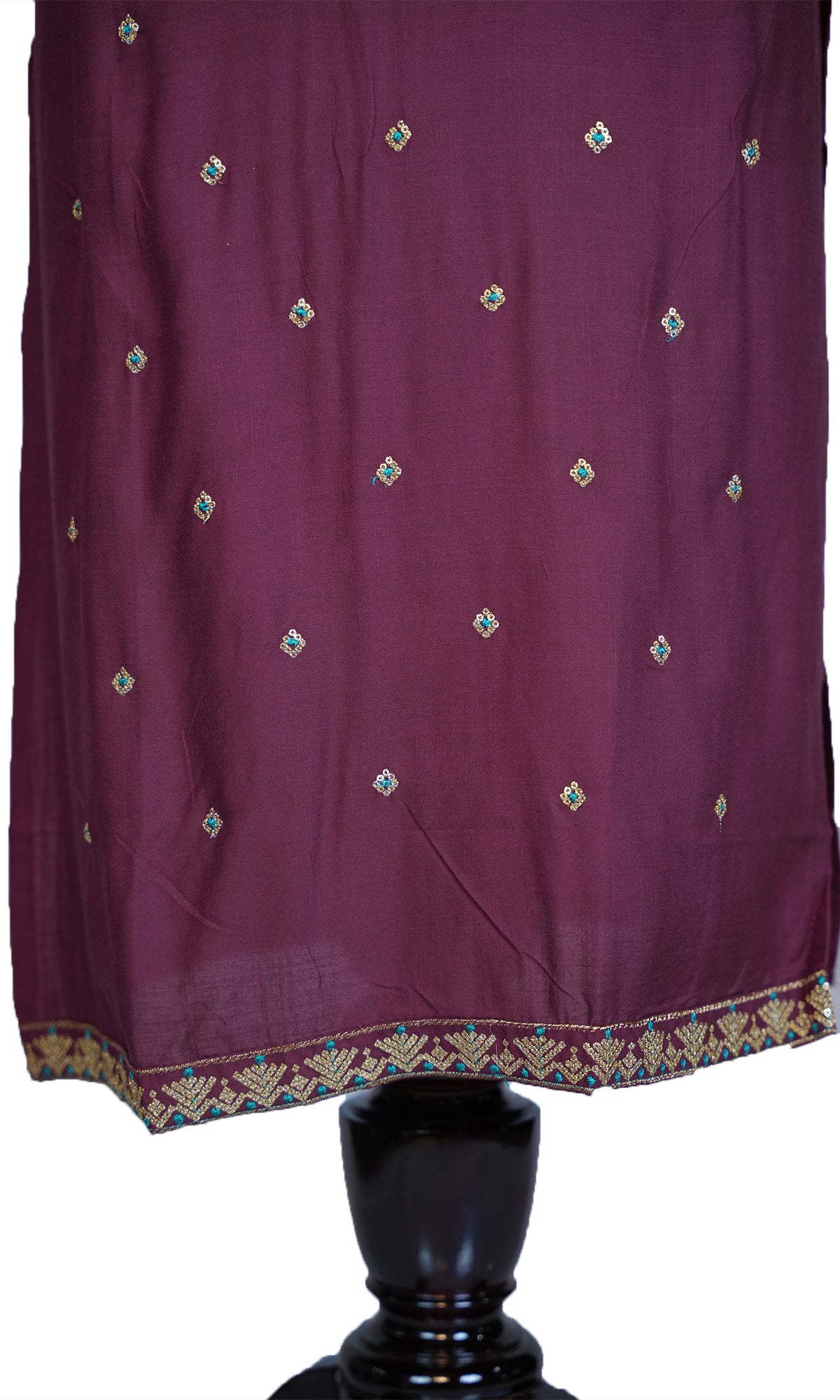 Rayon Slub Kurti with Sequin Neck Design