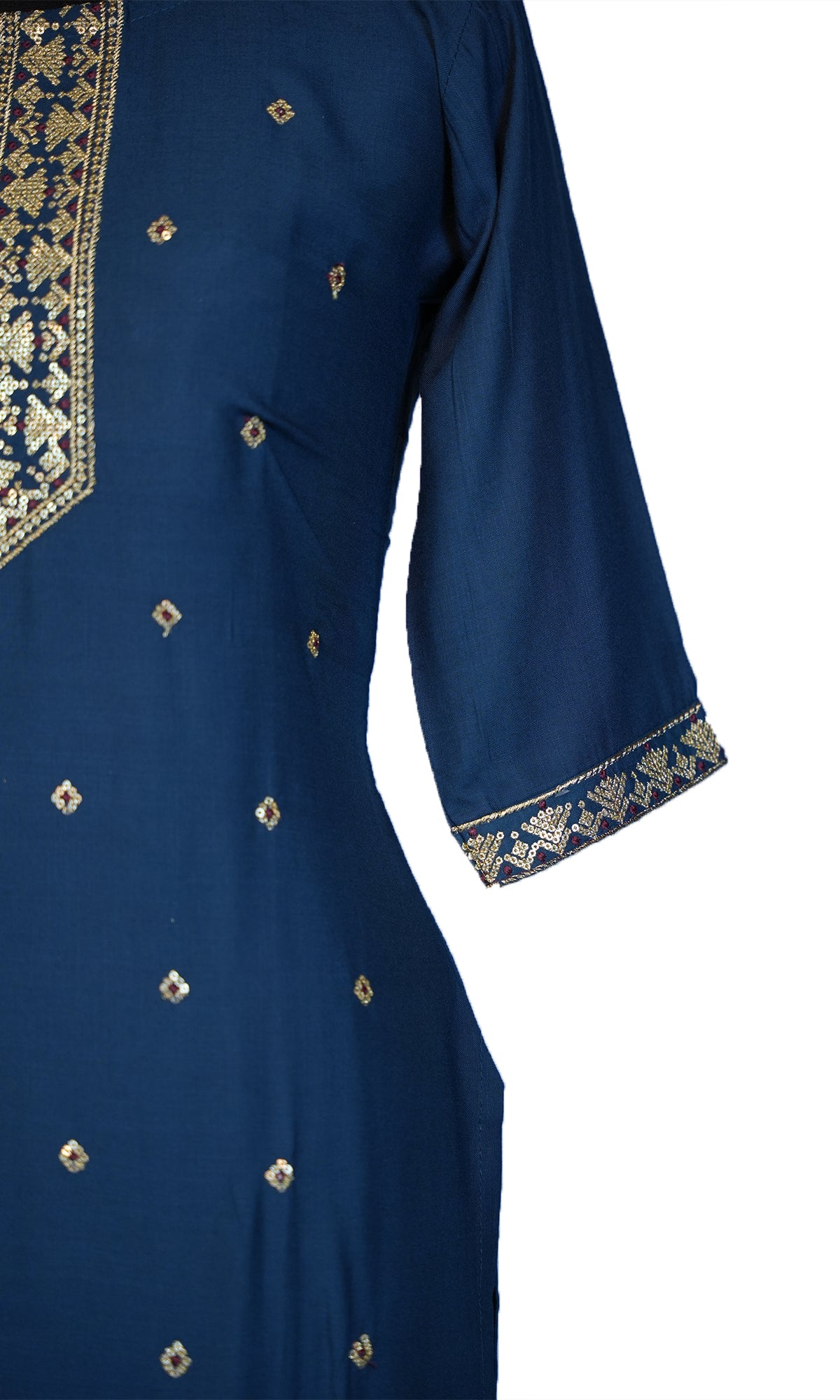 Rayon Slub Kurti with Sequin Neck Design