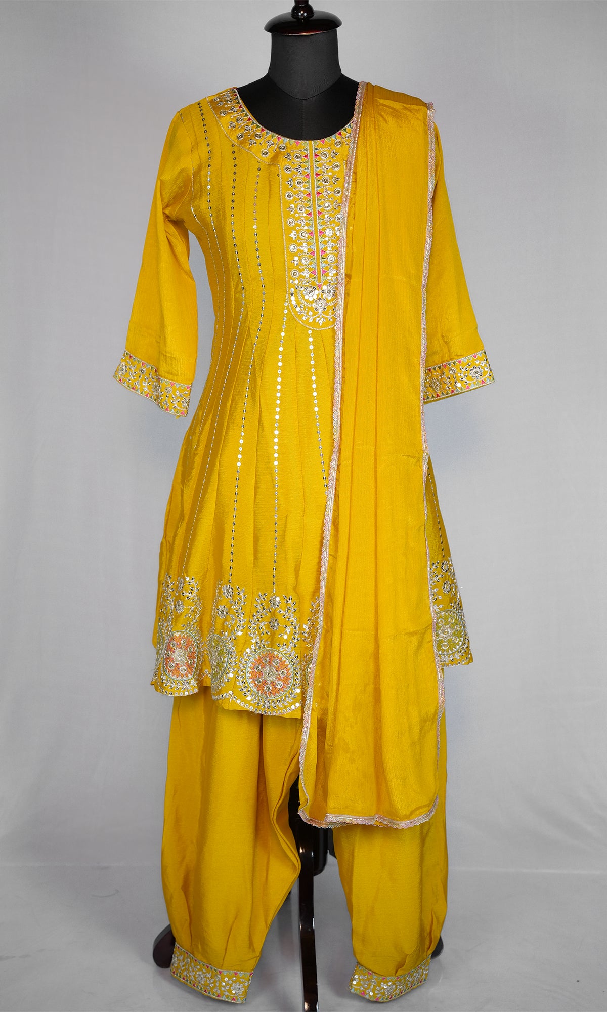 Shinon Silk Suit with Patiala Pant