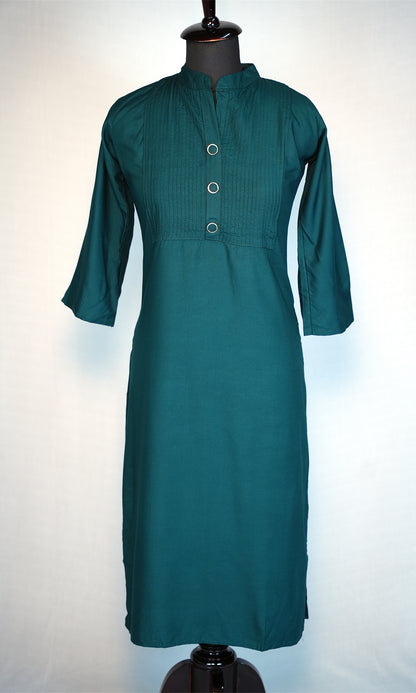 Rayon Solid Kurti with Chinese Collar