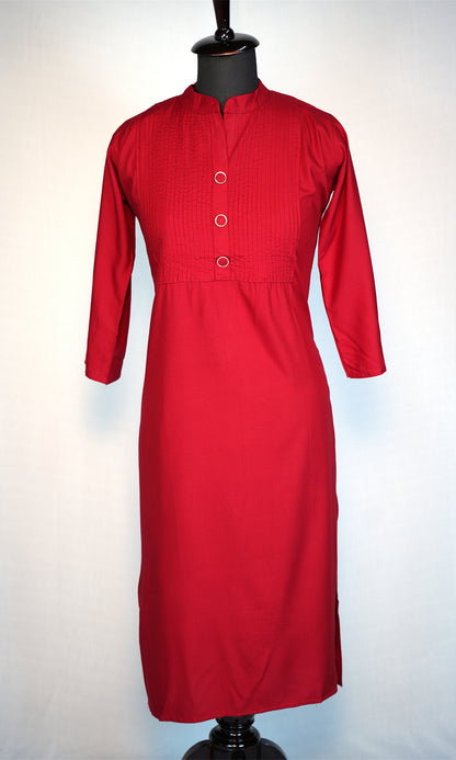 Rayon Solid Kurti with Chinese Collar